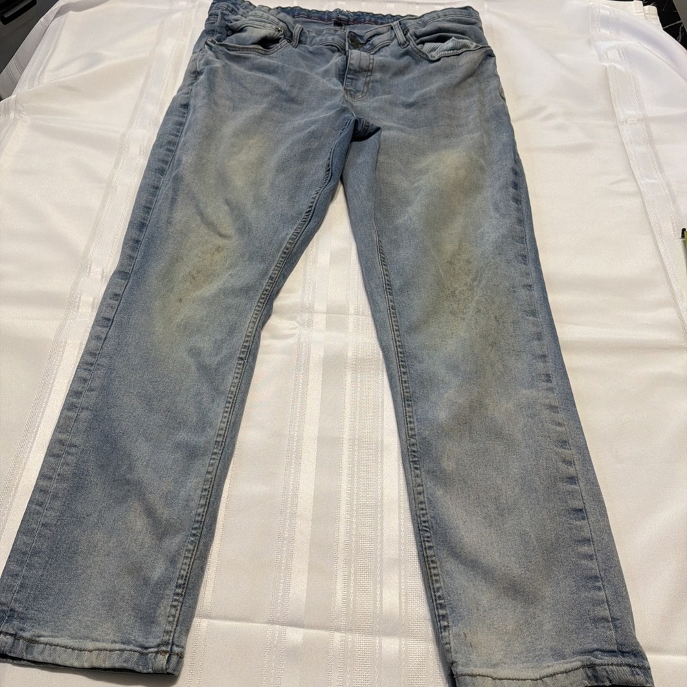 Chaps Slim Straight Jeans Mens 38x30 Light Wash Blue Denim Pants